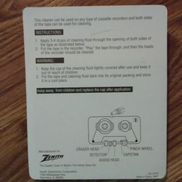 Zenith Audio Cassette Head Cleaner Unopened Package - Picture 2 of 2